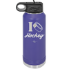 I Heart Hockey - Laser Engraved Stainless Steel Drinkware - 1896 -