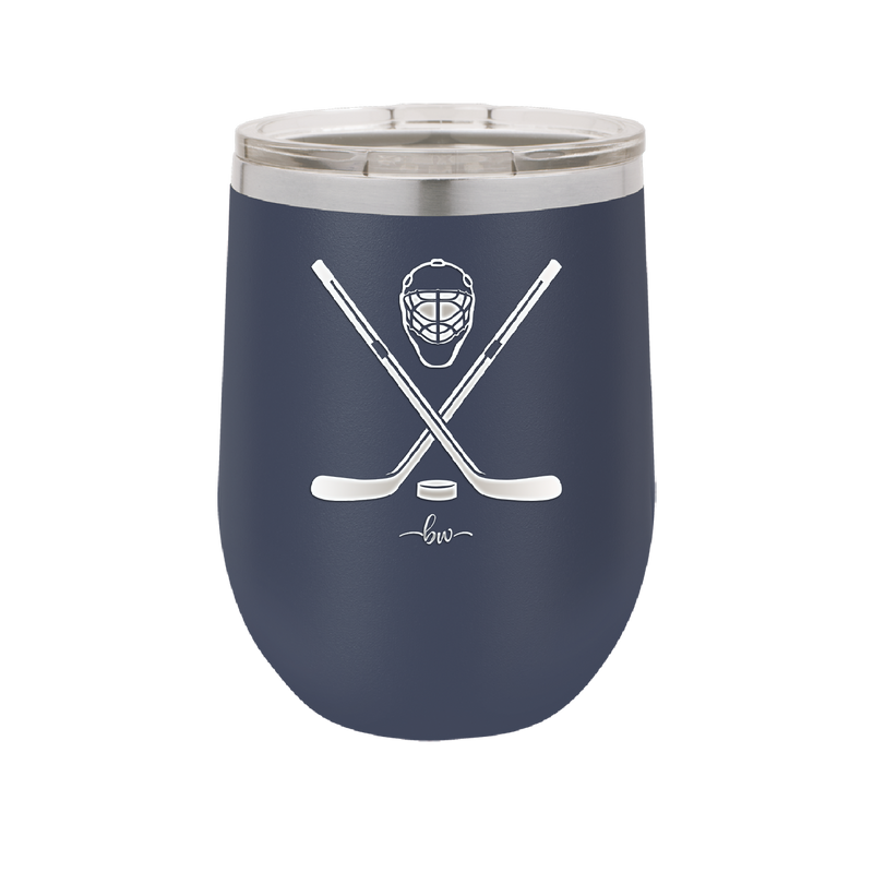 Hockey Crossed Sticks - Laser Engraved Stainless Steel Drinkware - 1897 -