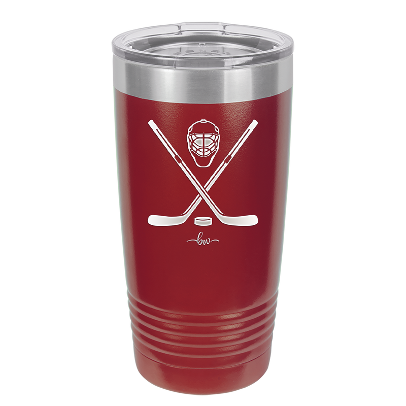 Hockey Crossed Sticks - Laser Engraved Stainless Steel Drinkware - 1897 -
