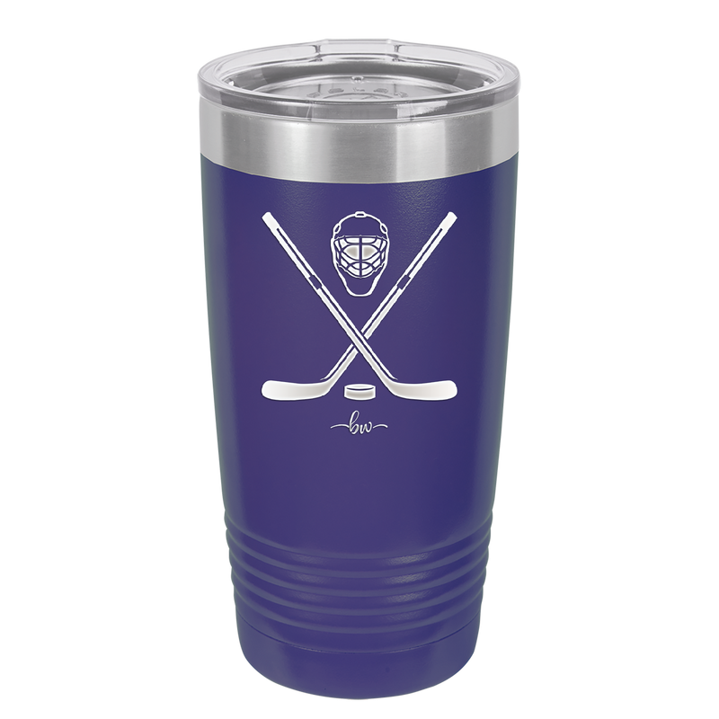 Hockey Crossed Sticks - Laser Engraved Stainless Steel Drinkware - 1897 -