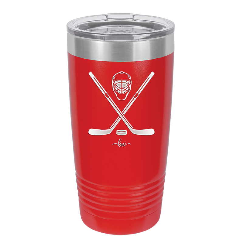 Hockey Crossed Sticks - Laser Engraved Stainless Steel Drinkware - 1897 -