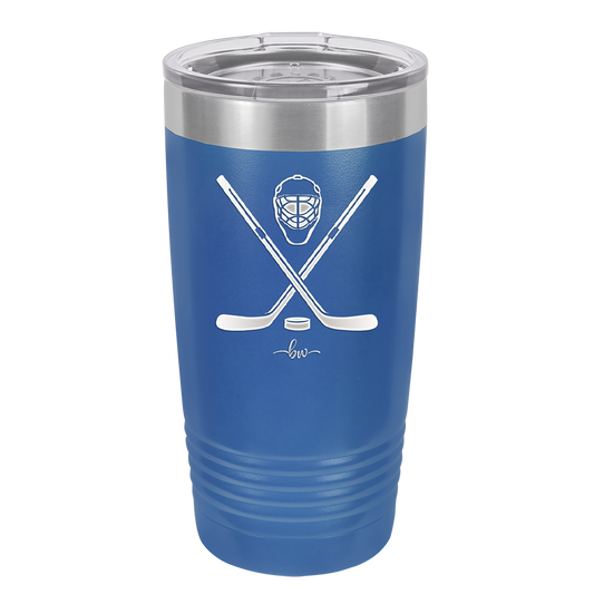 Hockey Crossed Sticks - Laser Engraved Stainless Steel Drinkware - 1897 -