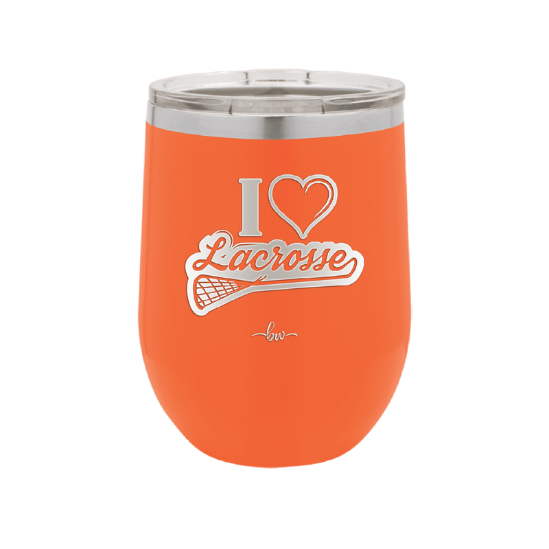 I Heart Lacrosse - Laser Engraved Stainless Steel Drinkware - 1901 -