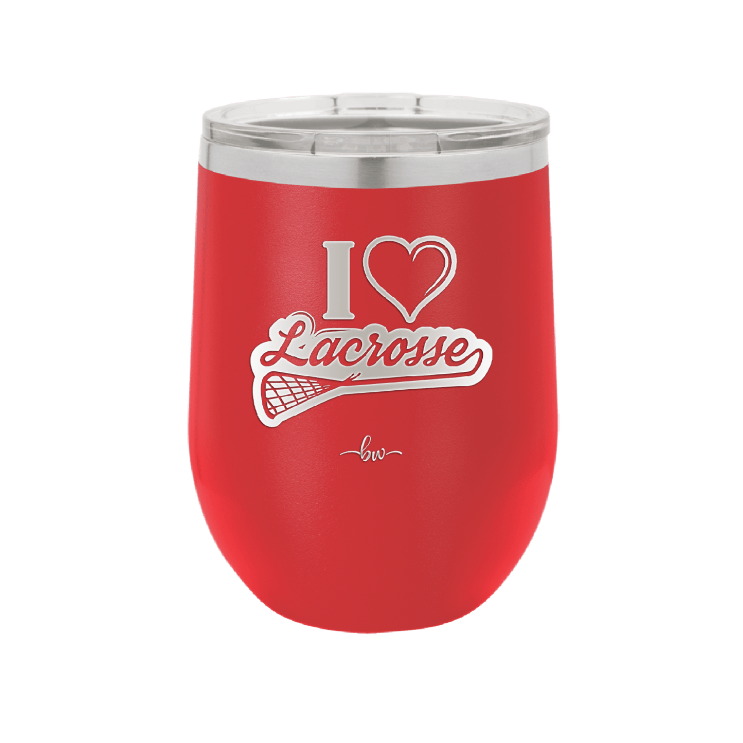 I Heart Lacrosse - Laser Engraved Stainless Steel Drinkware - 1901 -