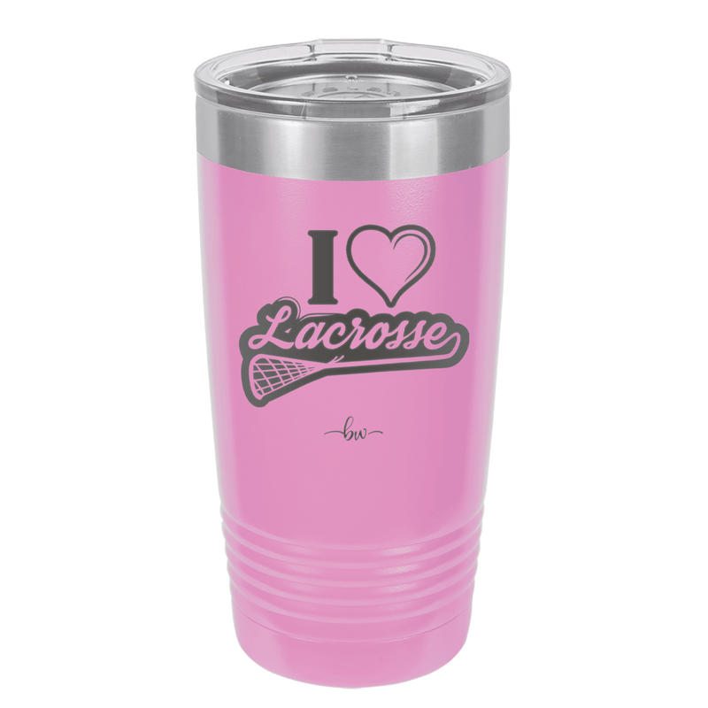 I Heart Lacrosse - Laser Engraved Stainless Steel Drinkware - 1901 -