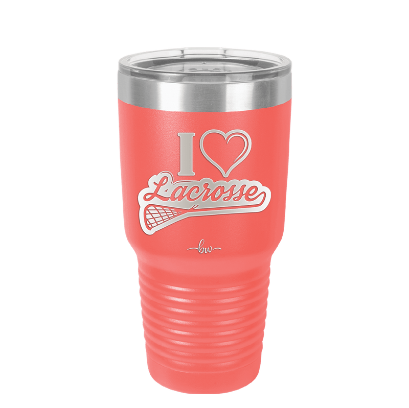I Heart Lacrosse - Laser Engraved Stainless Steel Drinkware - 1901 -