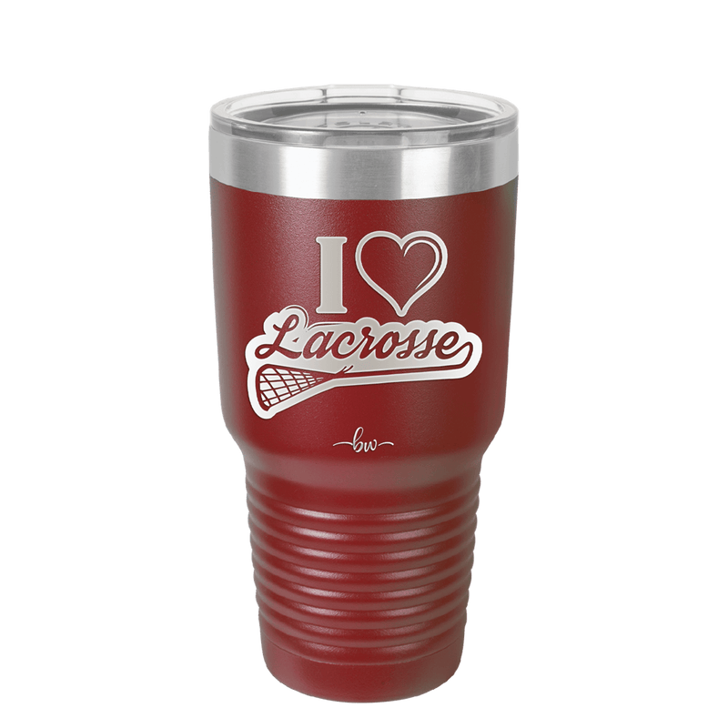 I Heart Lacrosse - Laser Engraved Stainless Steel Drinkware - 1901 -