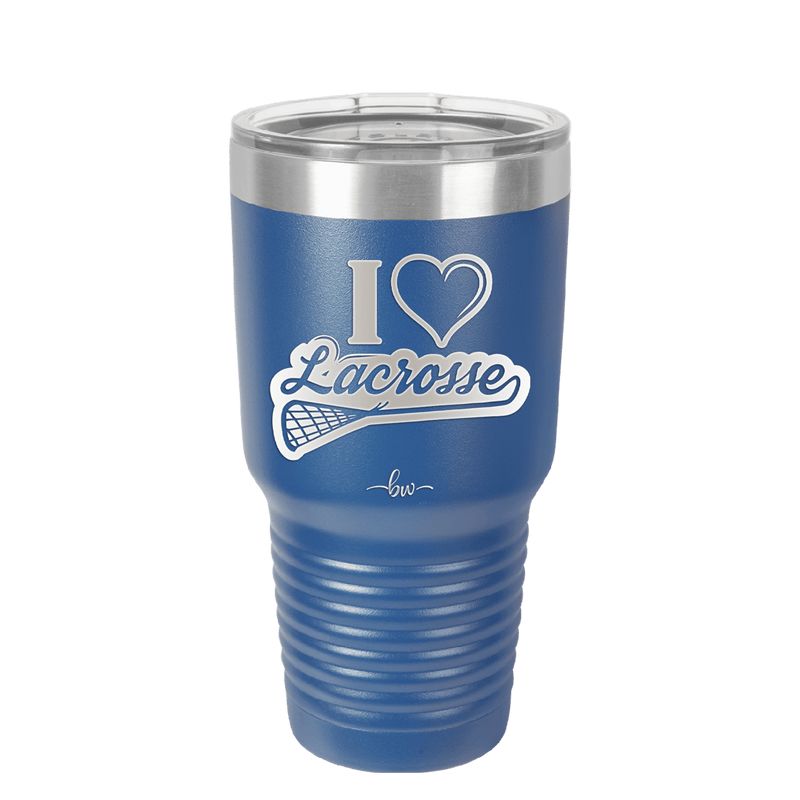 I Heart Lacrosse - Laser Engraved Stainless Steel Drinkware - 1901 -