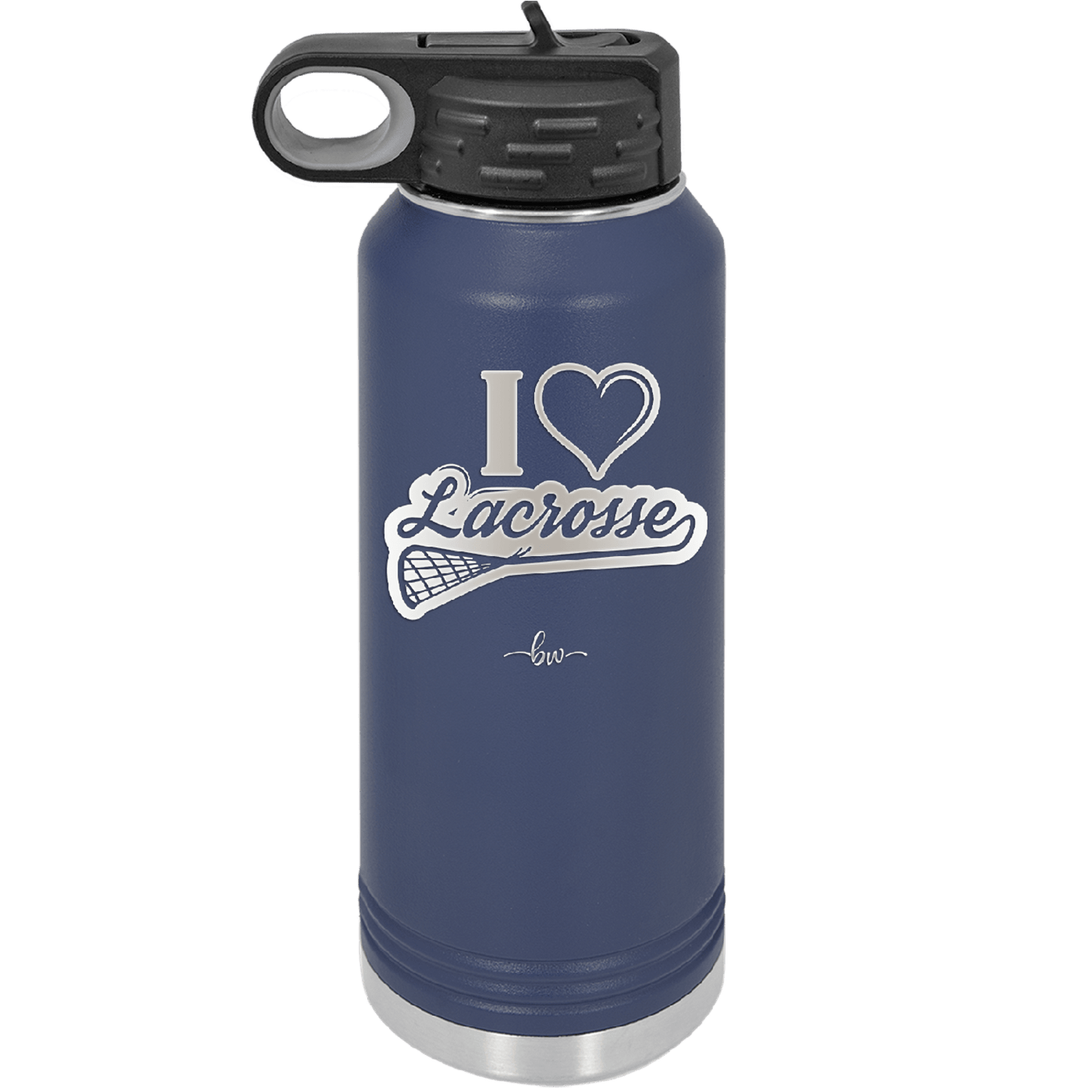 I Heart Lacrosse - Laser Engraved Stainless Steel Drinkware - 1901 -