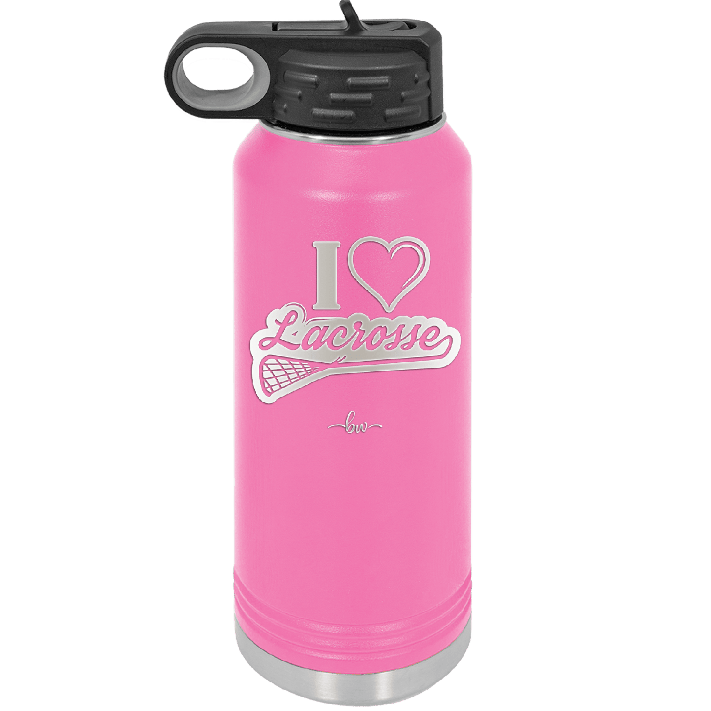 I Heart Lacrosse - Laser Engraved Stainless Steel Drinkware - 1901 -
