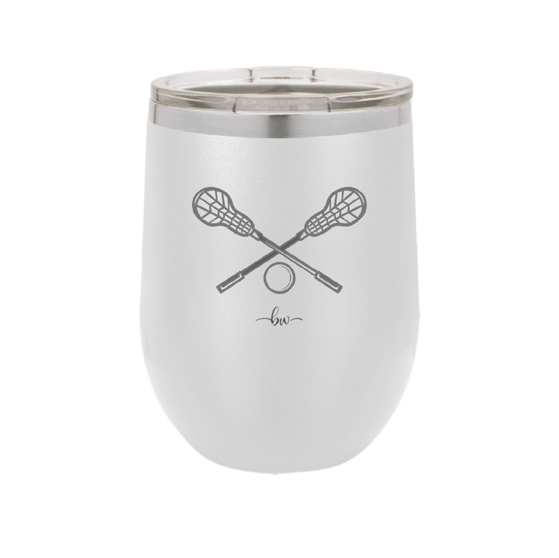 Lacrosse Crossed Sticks - Laser Engraved Stainless Steel Drinkware - 1902 -