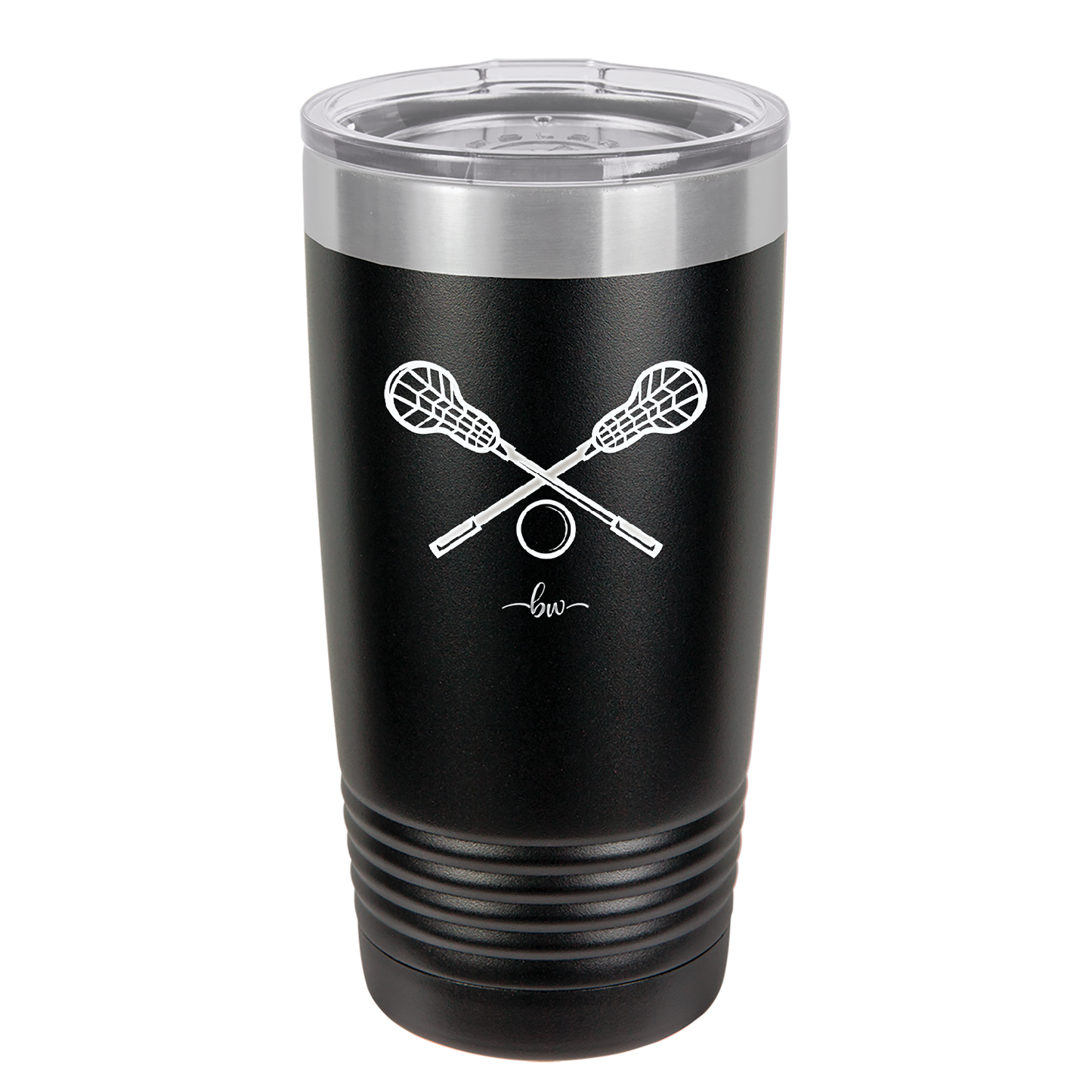 Lacrosse Crossed Sticks - Laser Engraved Stainless Steel Drinkware - 1902 -