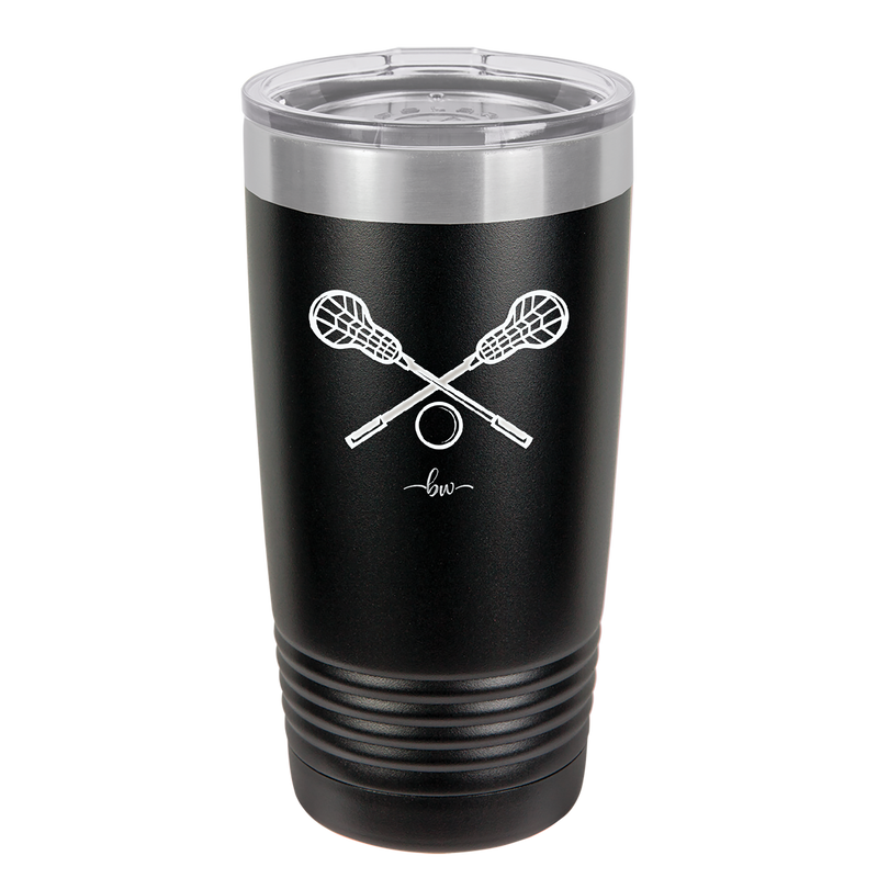 Lacrosse Crossed Sticks - Laser Engraved Stainless Steel Drinkware - 1902 -