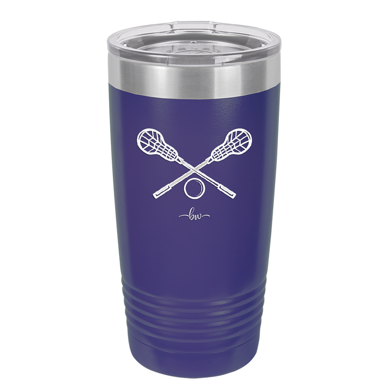 Lacrosse Crossed Sticks - Laser Engraved Stainless Steel Drinkware - 1902 -