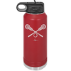 Lacrosse Crossed Sticks - Laser Engraved Stainless Steel Drinkware - 1902 -