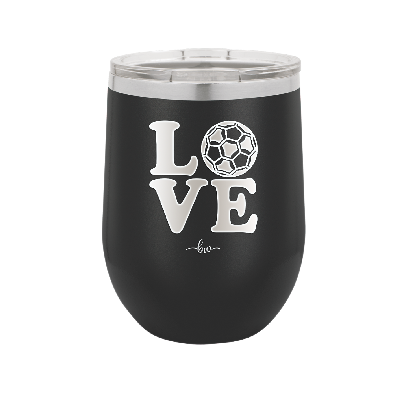 LOVE with Soccer Ball - Laser Engraved Stainless Steel Drinkware - 1908 -