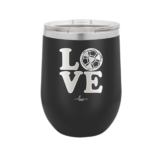 LOVE with Soccer Ball - Laser Engraved Stainless Steel Drinkware - 1908 -