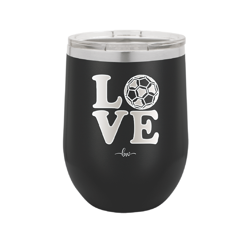 LOVE with Soccer Ball - Laser Engraved Stainless Steel Drinkware - 1908 -