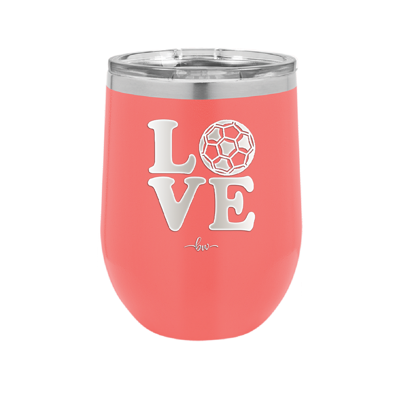 LOVE with Soccer Ball - Laser Engraved Stainless Steel Drinkware - 1908 -