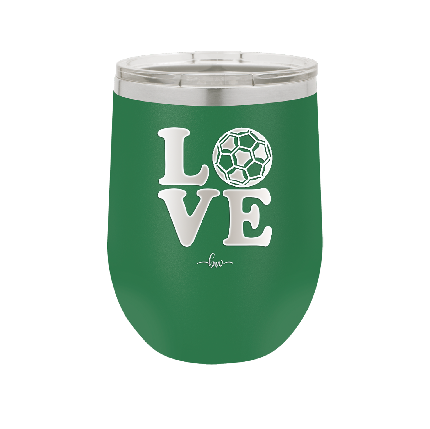 LOVE with Soccer Ball - Laser Engraved Stainless Steel Drinkware - 1908 -