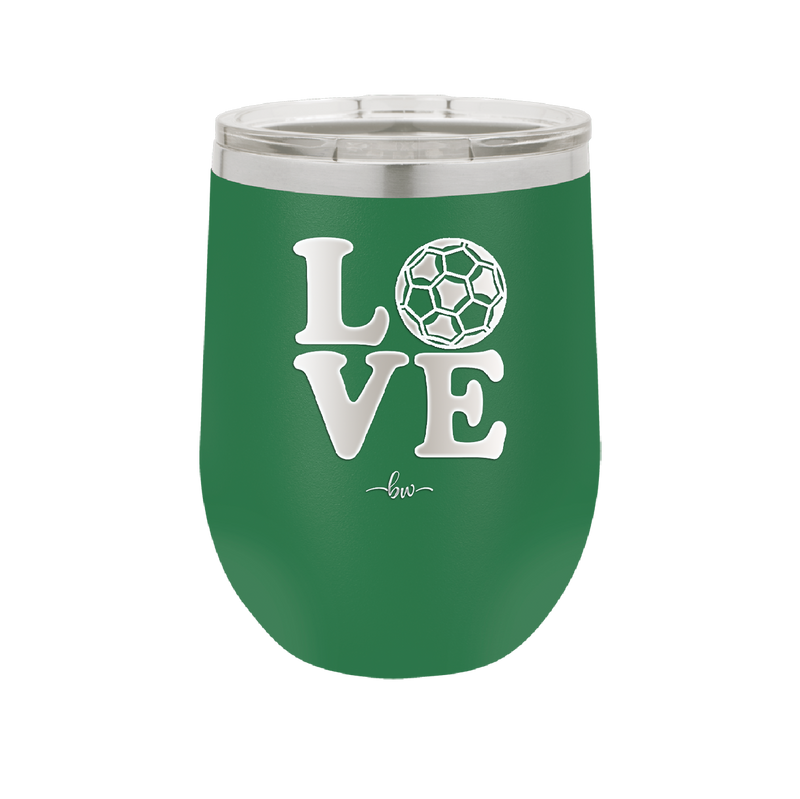 LOVE with Soccer Ball - Laser Engraved Stainless Steel Drinkware - 1908 -