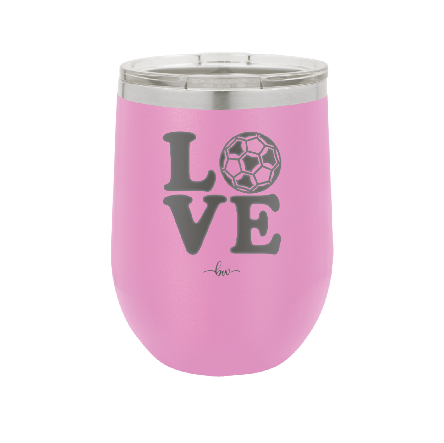 LOVE with Soccer Ball - Laser Engraved Stainless Steel Drinkware - 1908 -