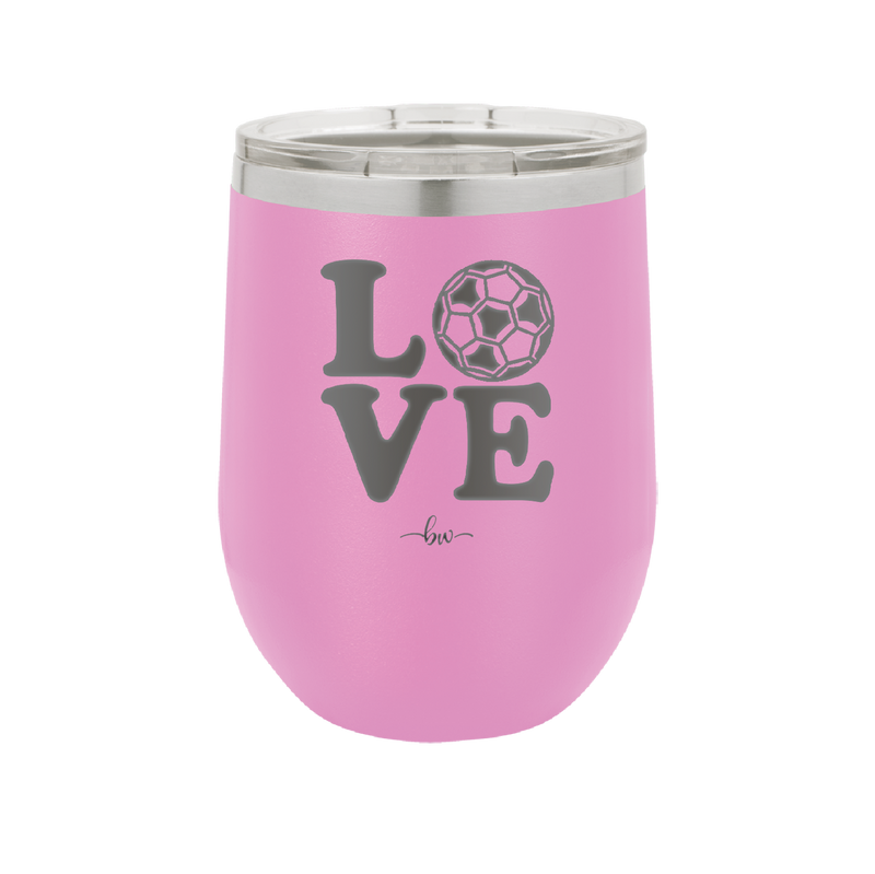 LOVE with Soccer Ball - Laser Engraved Stainless Steel Drinkware - 1908 -
