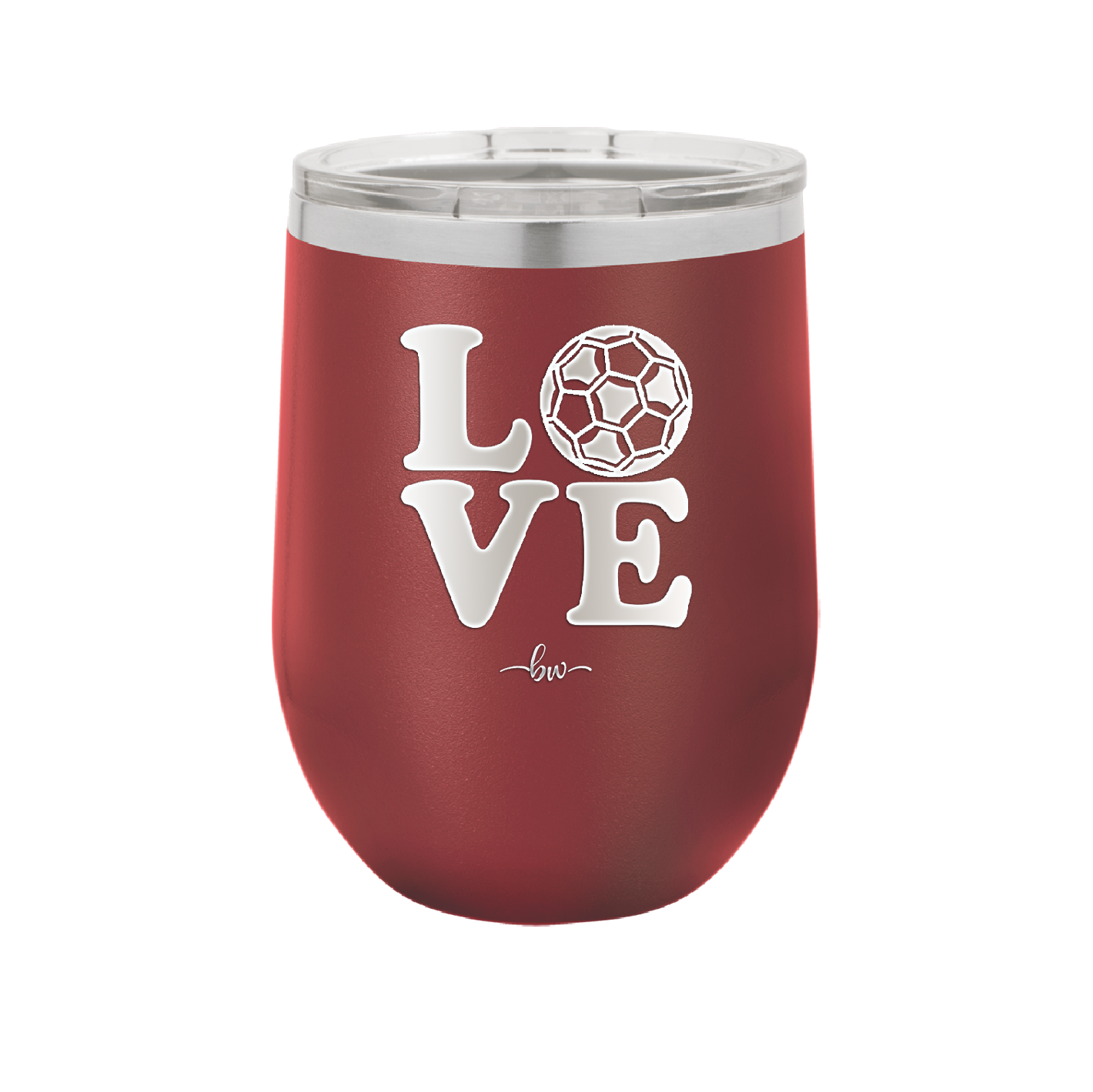 LOVE with Soccer Ball - Laser Engraved Stainless Steel Drinkware - 1908 -