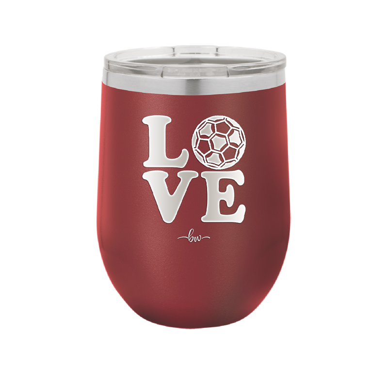 LOVE with Soccer Ball - Laser Engraved Stainless Steel Drinkware - 1908 -