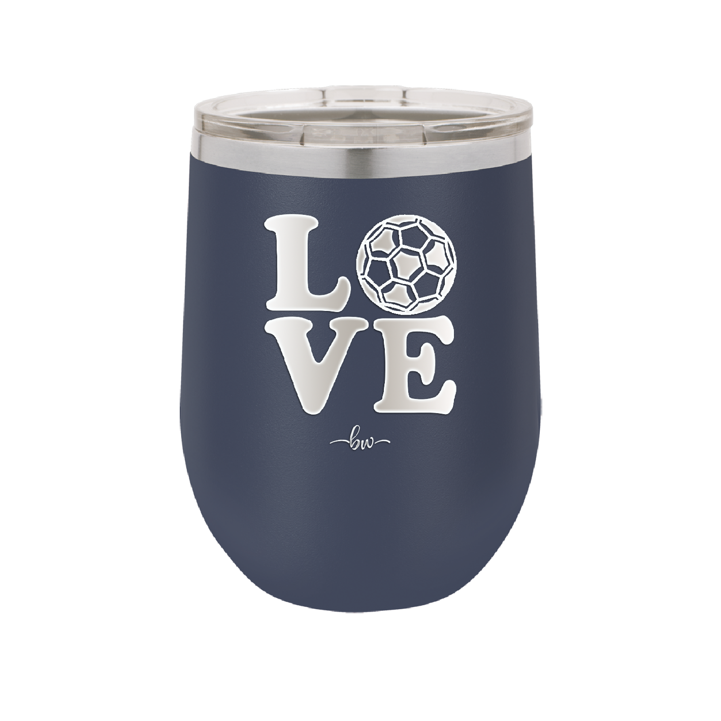 LOVE with Soccer Ball - Laser Engraved Stainless Steel Drinkware - 1908 -