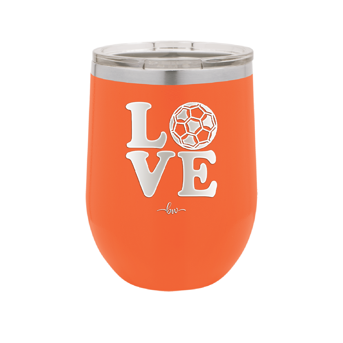 LOVE with Soccer Ball - Laser Engraved Stainless Steel Drinkware - 1908 -