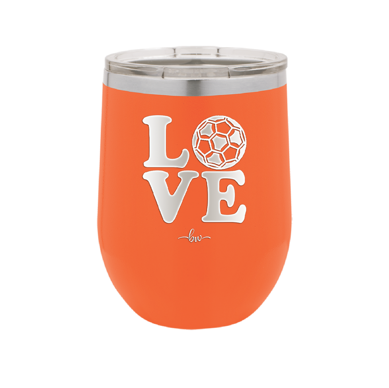 LOVE with Soccer Ball - Laser Engraved Stainless Steel Drinkware - 1908 -