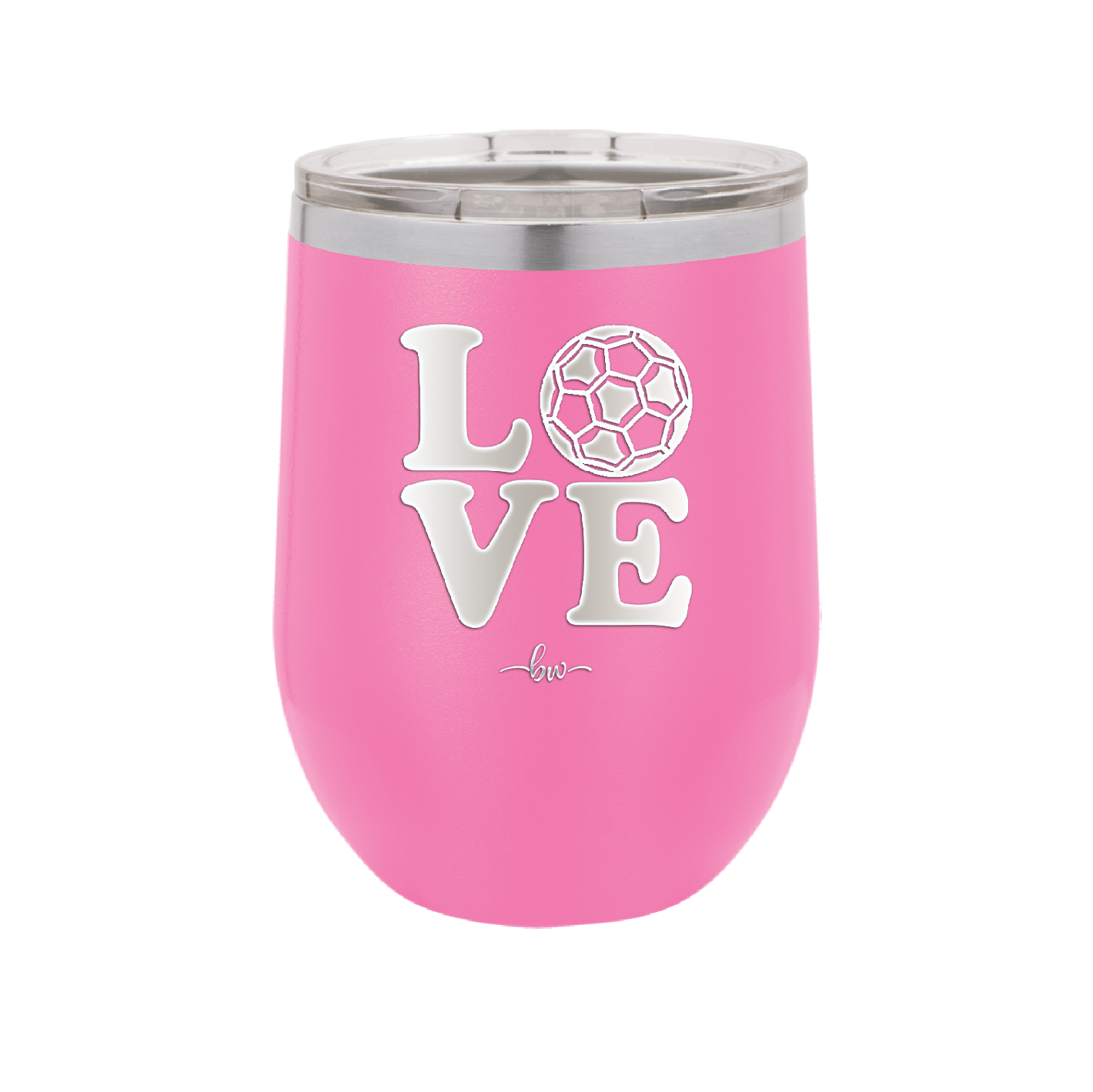 LOVE with Soccer Ball - Laser Engraved Stainless Steel Drinkware - 1908 -
