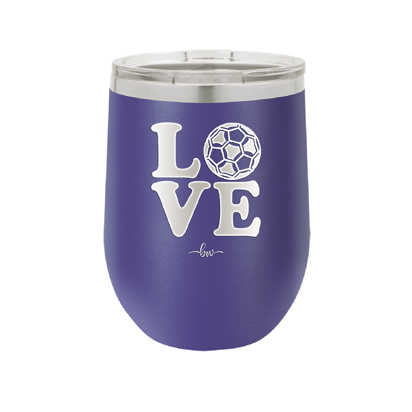 LOVE with Soccer Ball - Laser Engraved Stainless Steel Drinkware - 1908 -