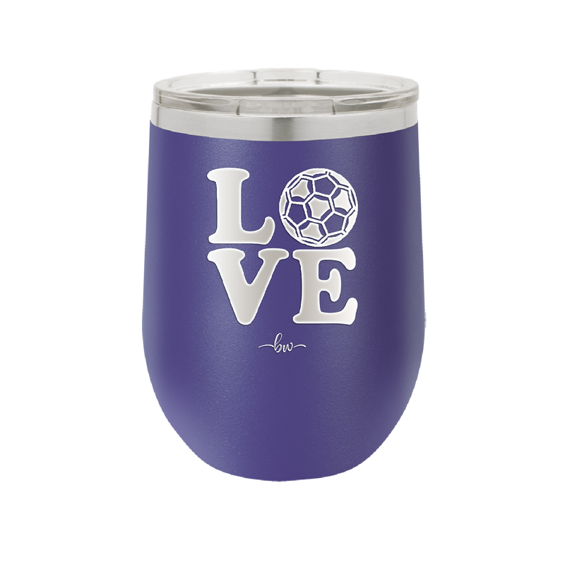 LOVE with Soccer Ball - Laser Engraved Stainless Steel Drinkware - 1908 -