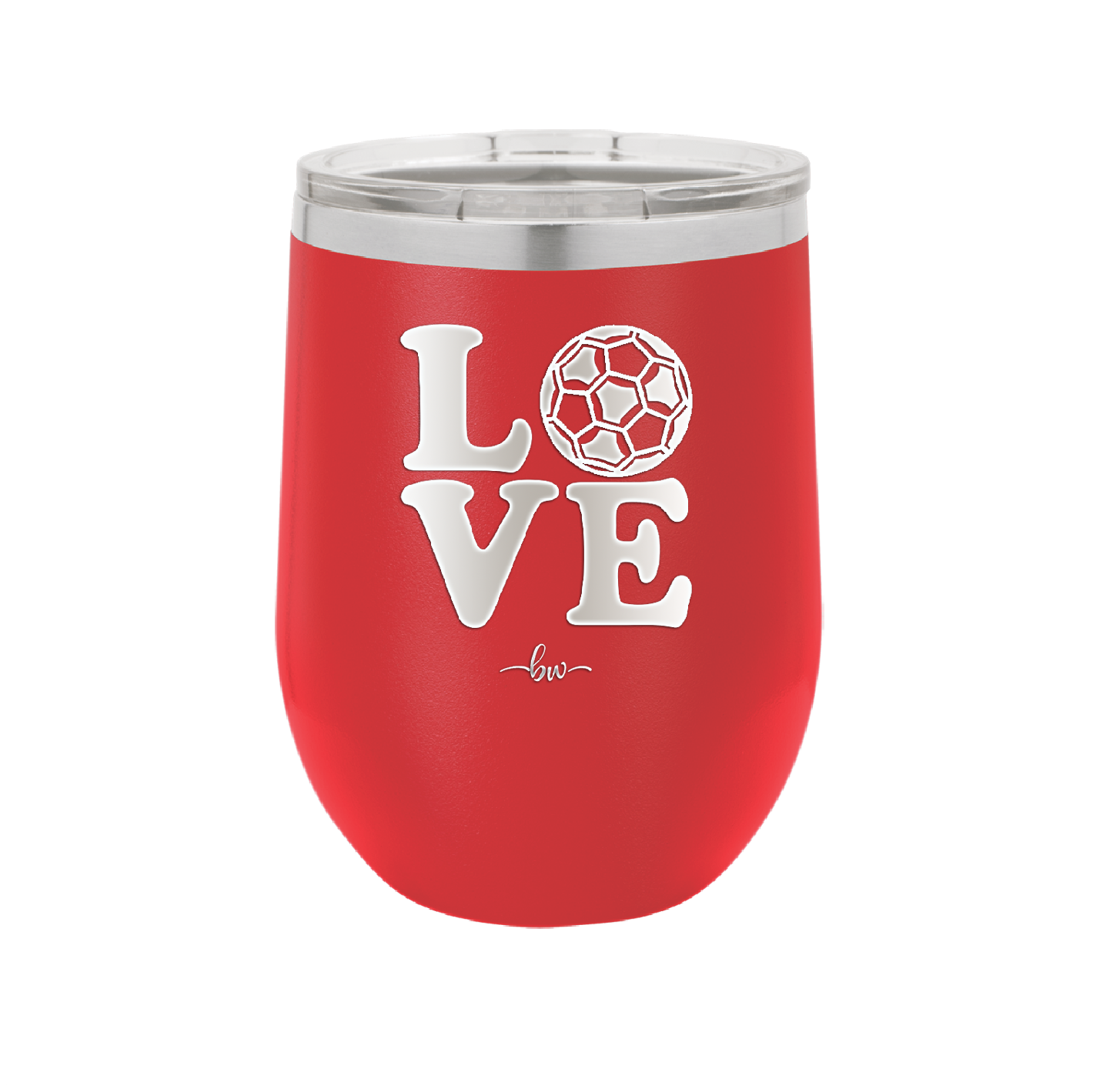 LOVE with Soccer Ball - Laser Engraved Stainless Steel Drinkware - 1908 -