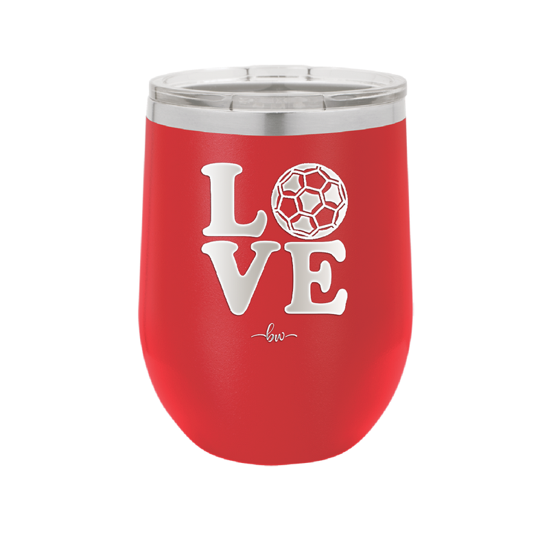 LOVE with Soccer Ball - Laser Engraved Stainless Steel Drinkware - 1908 -