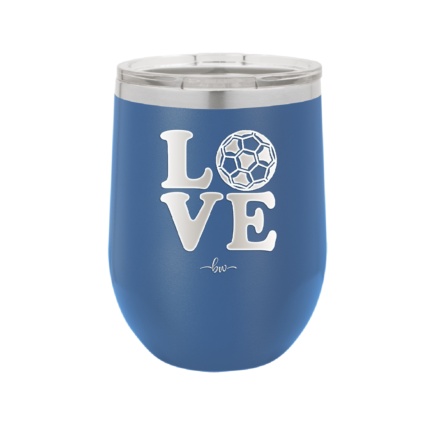 LOVE with Soccer Ball - Laser Engraved Stainless Steel Drinkware - 1908 -