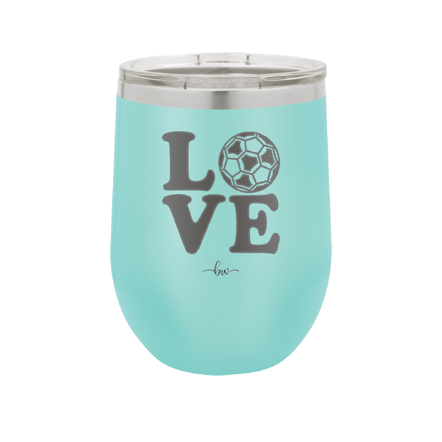LOVE with Soccer Ball - Laser Engraved Stainless Steel Drinkware - 1908 -