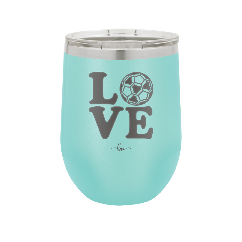 LOVE with Soccer Ball - Laser Engraved Stainless Steel Drinkware - 1908 -