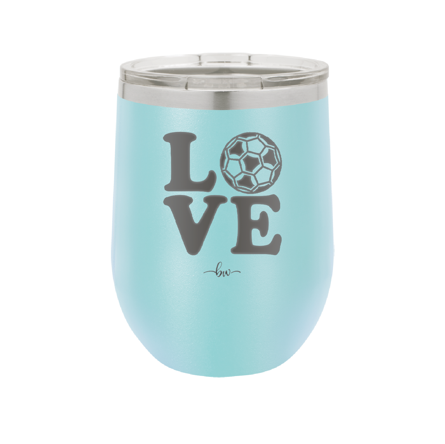LOVE with Soccer Ball - Laser Engraved Stainless Steel Drinkware - 1908 -