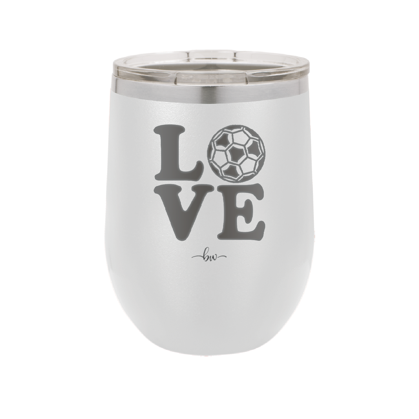 LOVE with Soccer Ball - Laser Engraved Stainless Steel Drinkware - 1908 -
