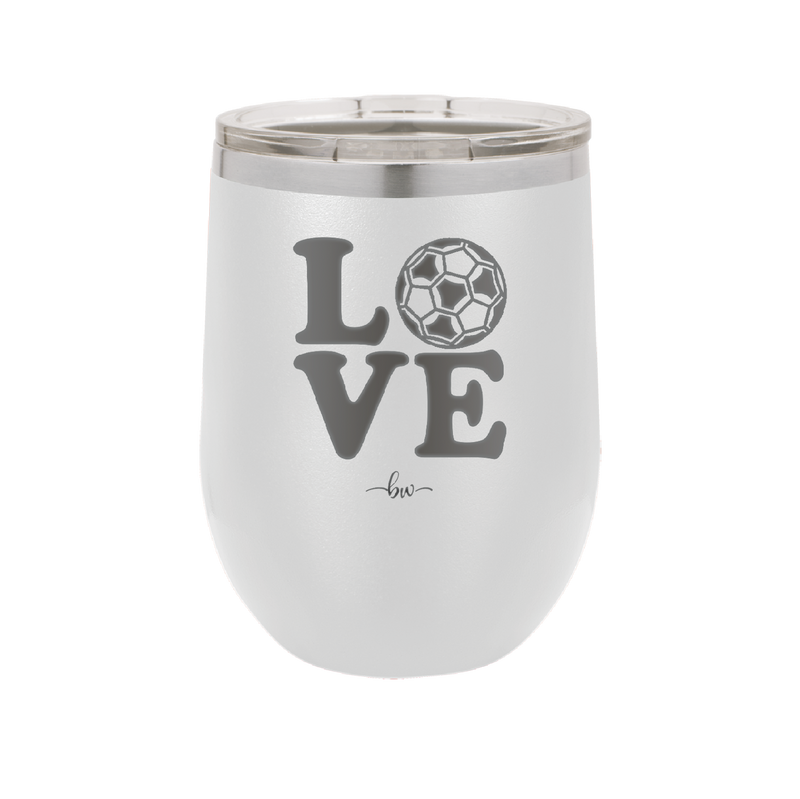 LOVE with Soccer Ball - Laser Engraved Stainless Steel Drinkware - 1908 -