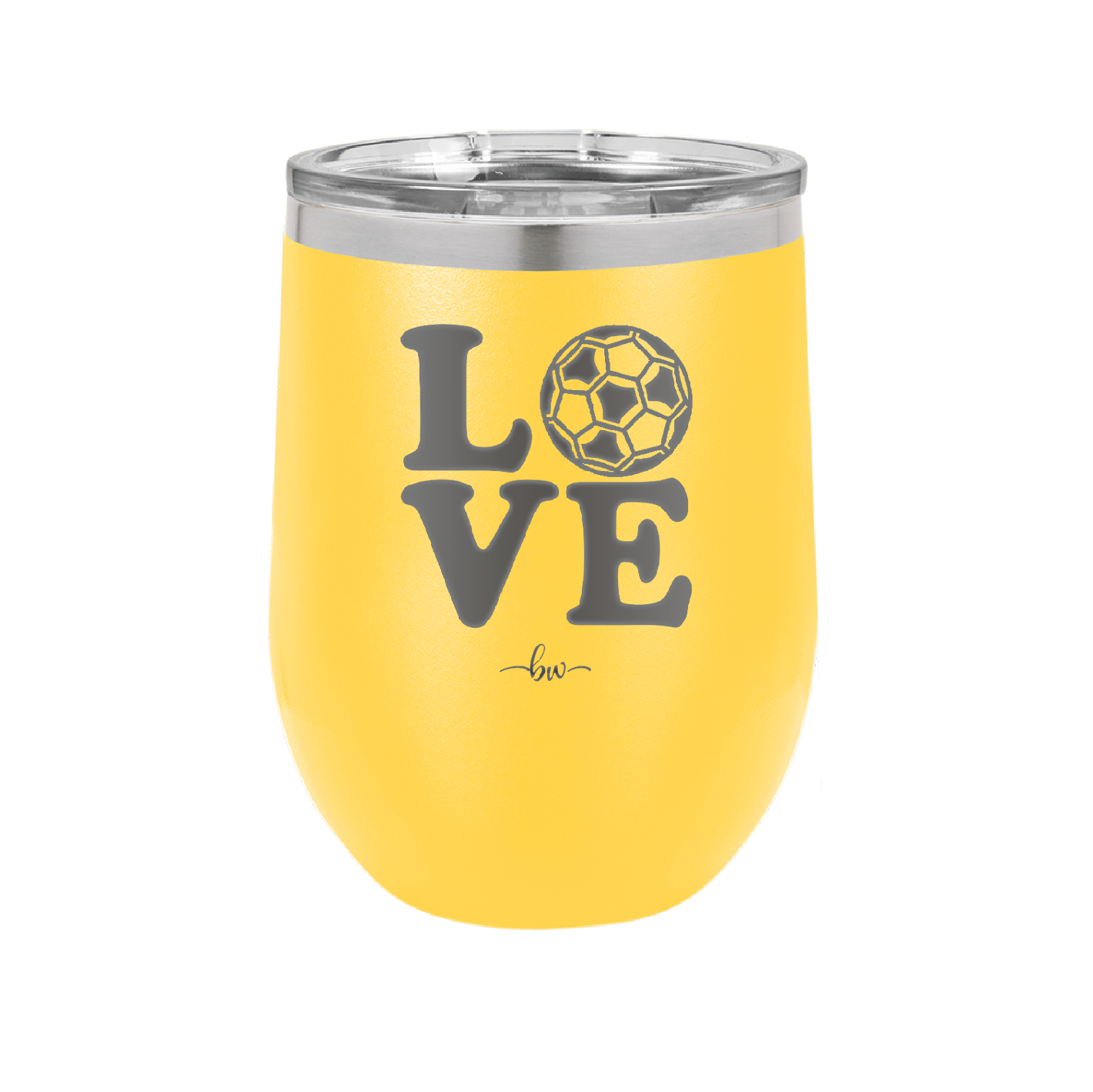 LOVE with Soccer Ball - Laser Engraved Stainless Steel Drinkware - 1908 -