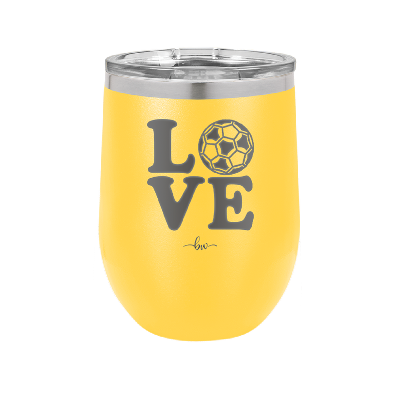 LOVE with Soccer Ball - Laser Engraved Stainless Steel Drinkware - 1908 -
