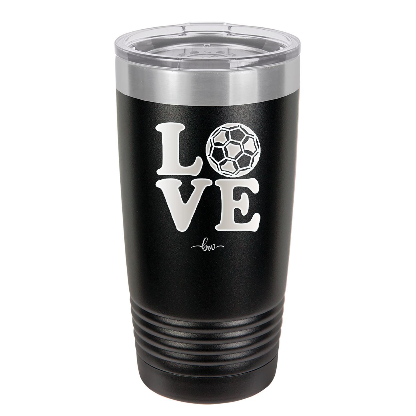 LOVE with Soccer Ball - Laser Engraved Stainless Steel Drinkware - 1908 -