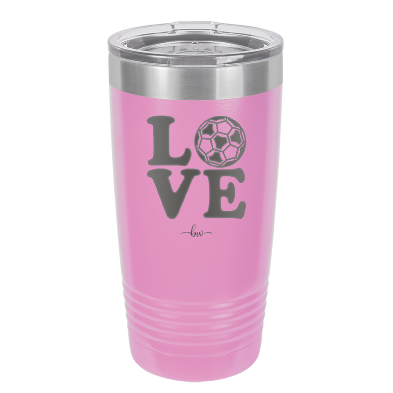 LOVE with Soccer Ball - Laser Engraved Stainless Steel Drinkware - 1908 -