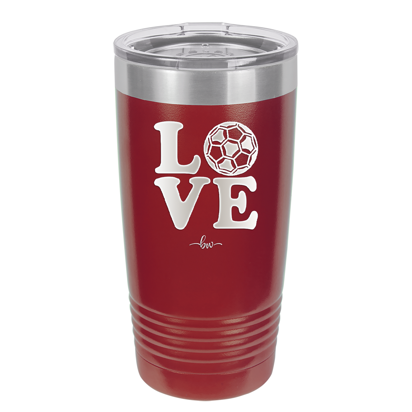 LOVE with Soccer Ball - Laser Engraved Stainless Steel Drinkware - 1908 -