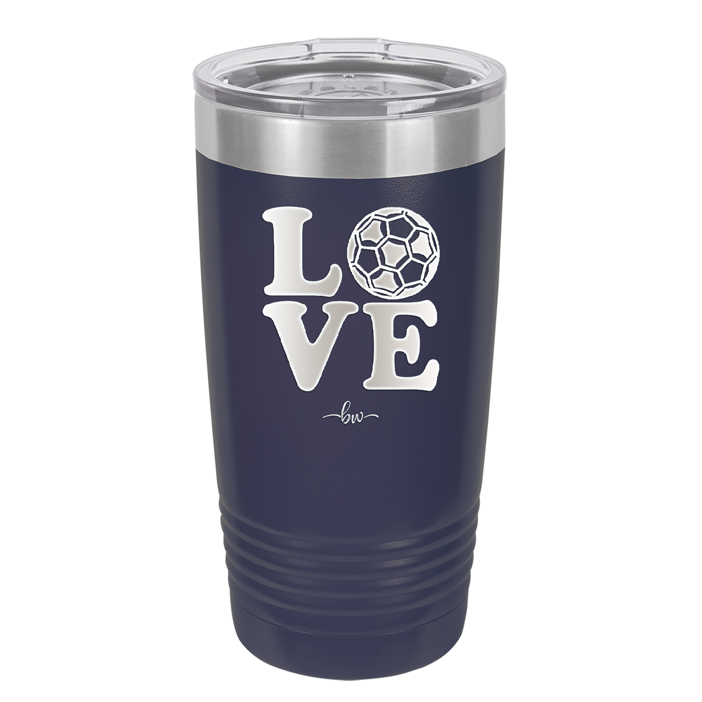 LOVE with Soccer Ball - Laser Engraved Stainless Steel Drinkware - 1908 -