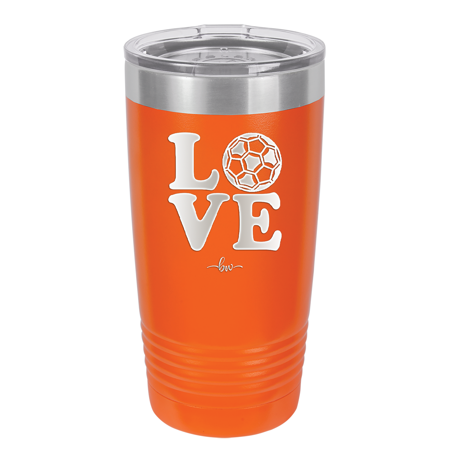 LOVE with Soccer Ball - Laser Engraved Stainless Steel Drinkware - 1908 -